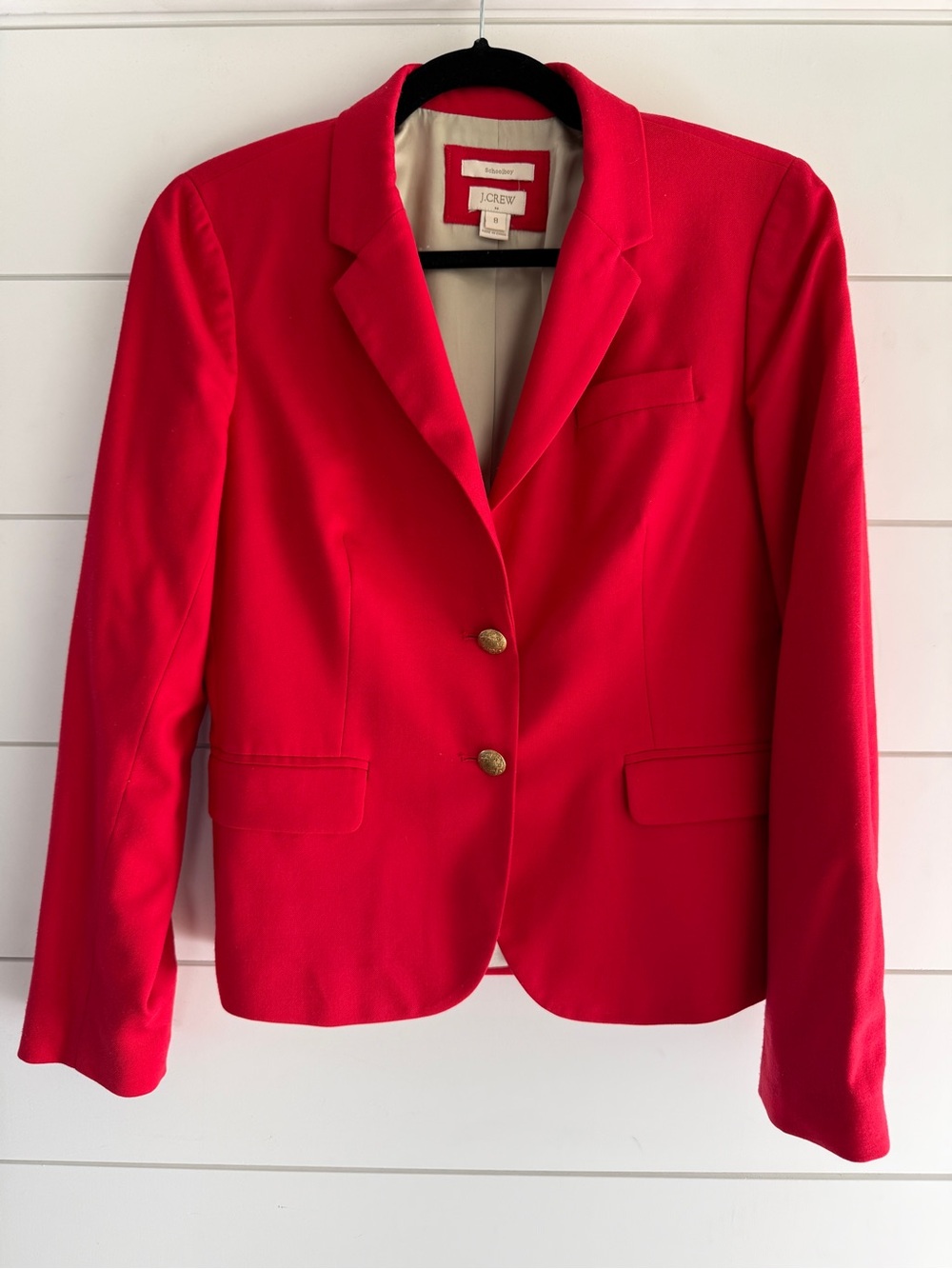 J. Crew Bright Red School Boy Blazer with Gold Buttons, Size 8